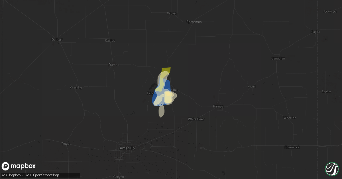 Hail map in Borger, TX on June 29, 2024