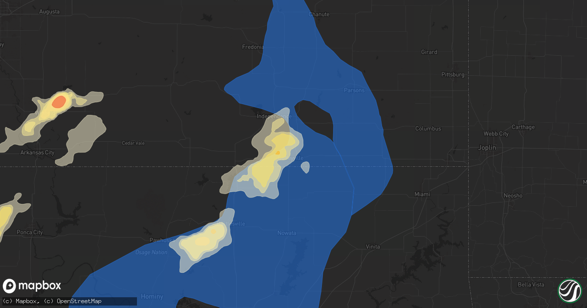 Hail map in Coffeyville, KS on June 29, 2024
