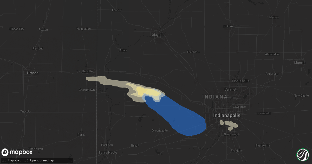 Hail map in Crawfordsville, IN on June 29, 2024