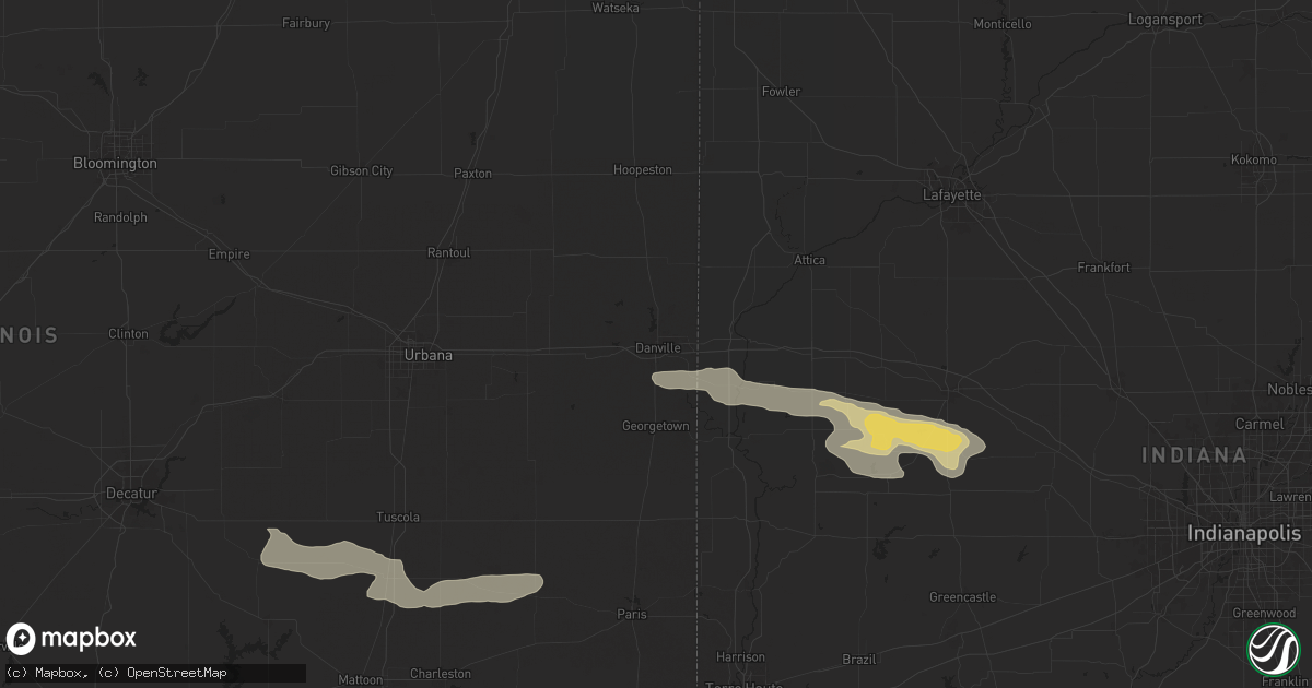 Hail map in Danville, IL on June 29, 2024
