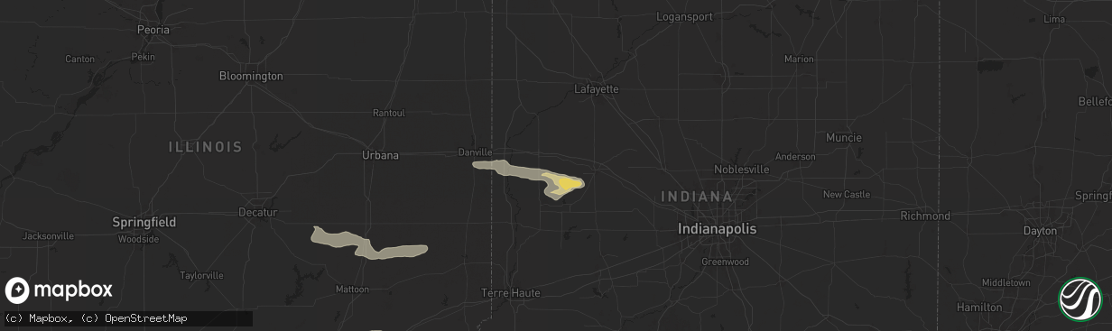 Hail map in Hillsboro, IN on June 29, 2024
