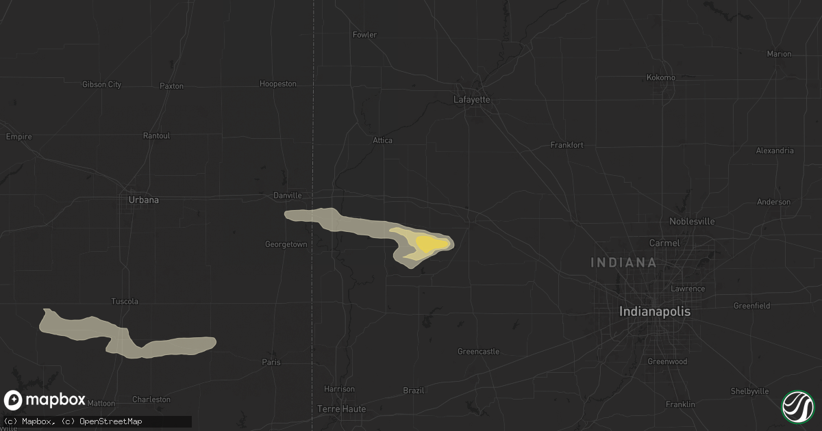 Hail map in Hillsboro, IN on June 29, 2024