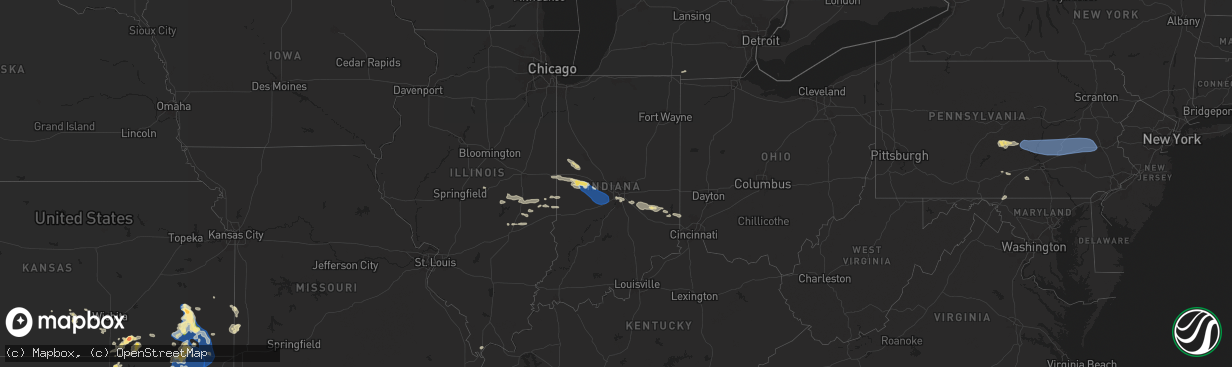 Hail map in Indiana on June 29, 2024