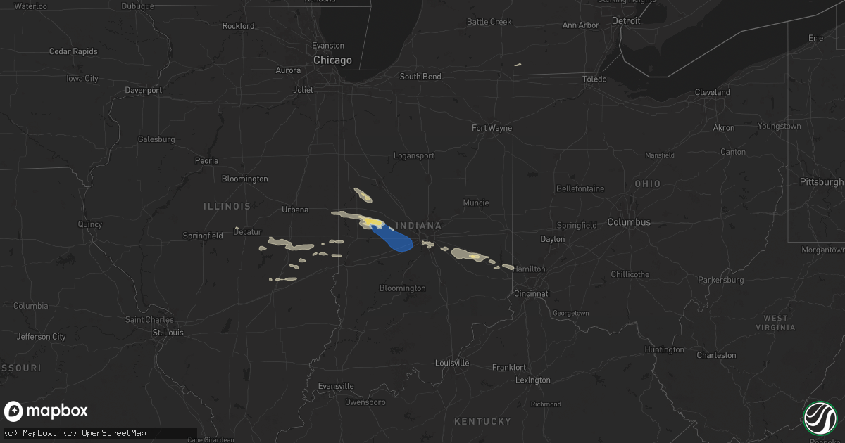 Hail map in Indiana on June 29, 2024