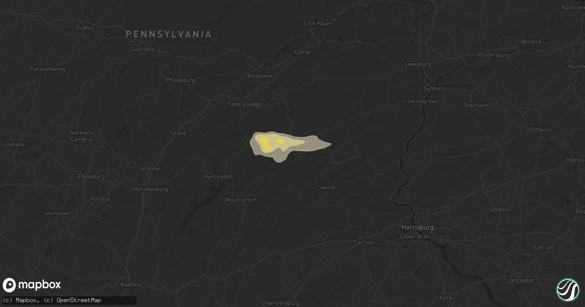 Hail map in Lewistown, PA on June 29, 2024