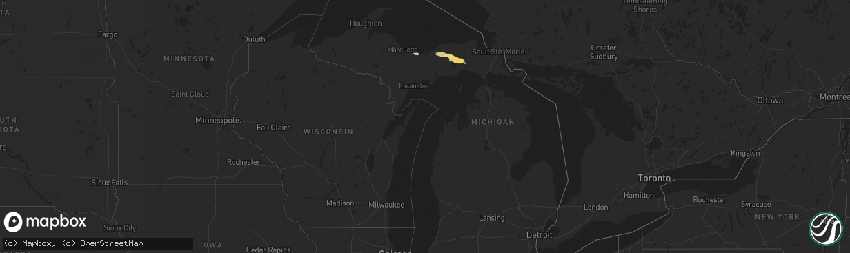 Hail map in Michigan on June 29, 2024
