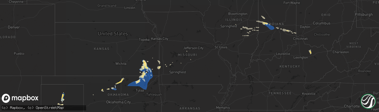 Hail map in Missouri on June 29, 2024