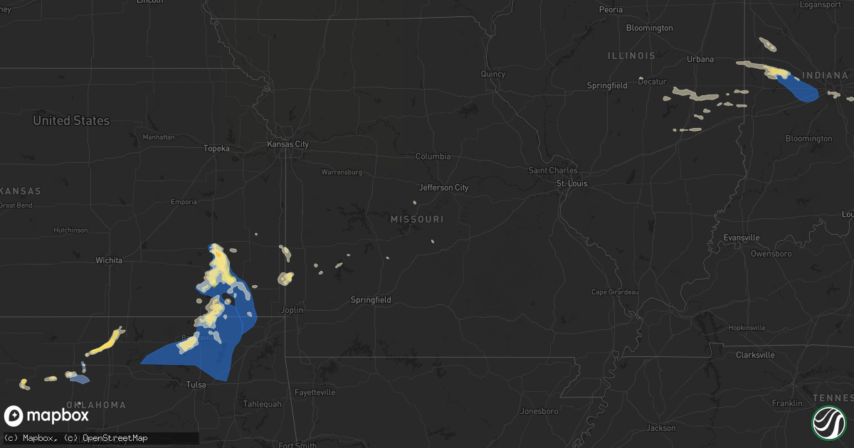 Hail map in Missouri on June 29, 2024