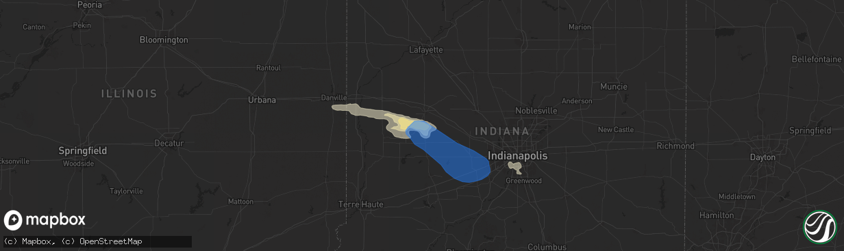 Hail map in New Market, IN on June 29, 2024