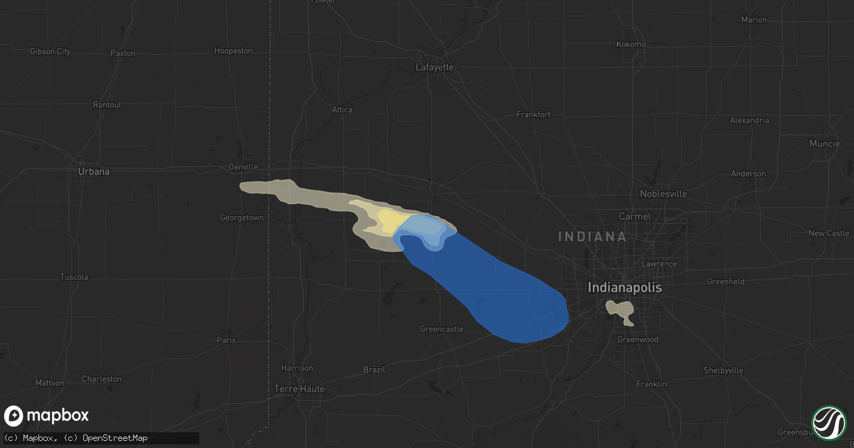 Hail map in New Market, IN on June 29, 2024