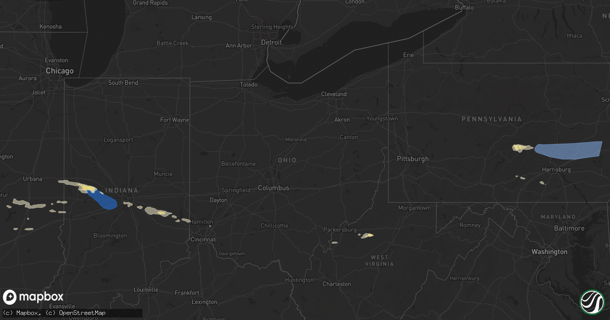 Hail map in Ohio on June 29, 2024