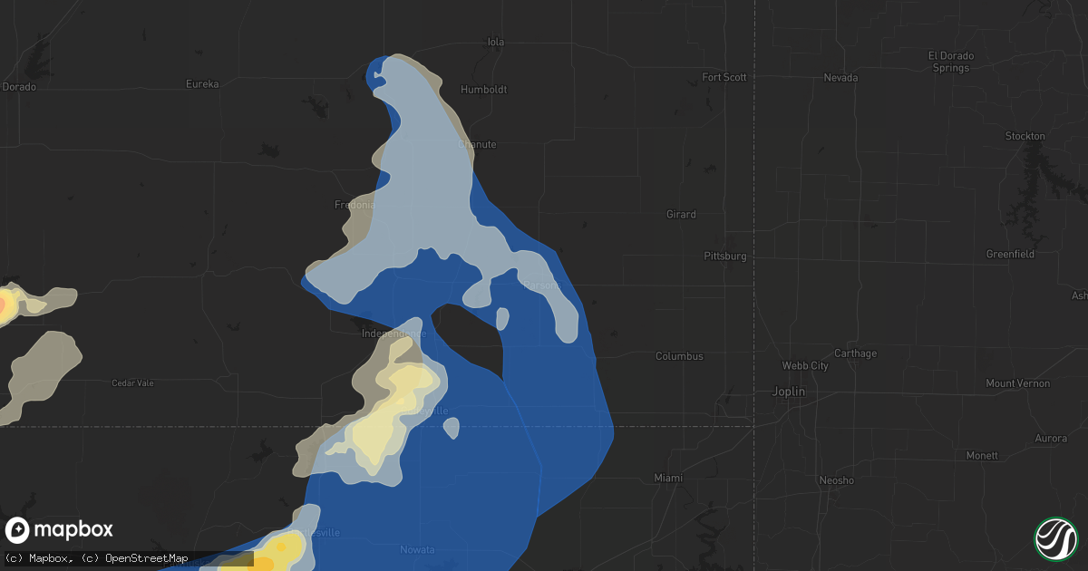 Hail map in Parsons, KS on June 29, 2024