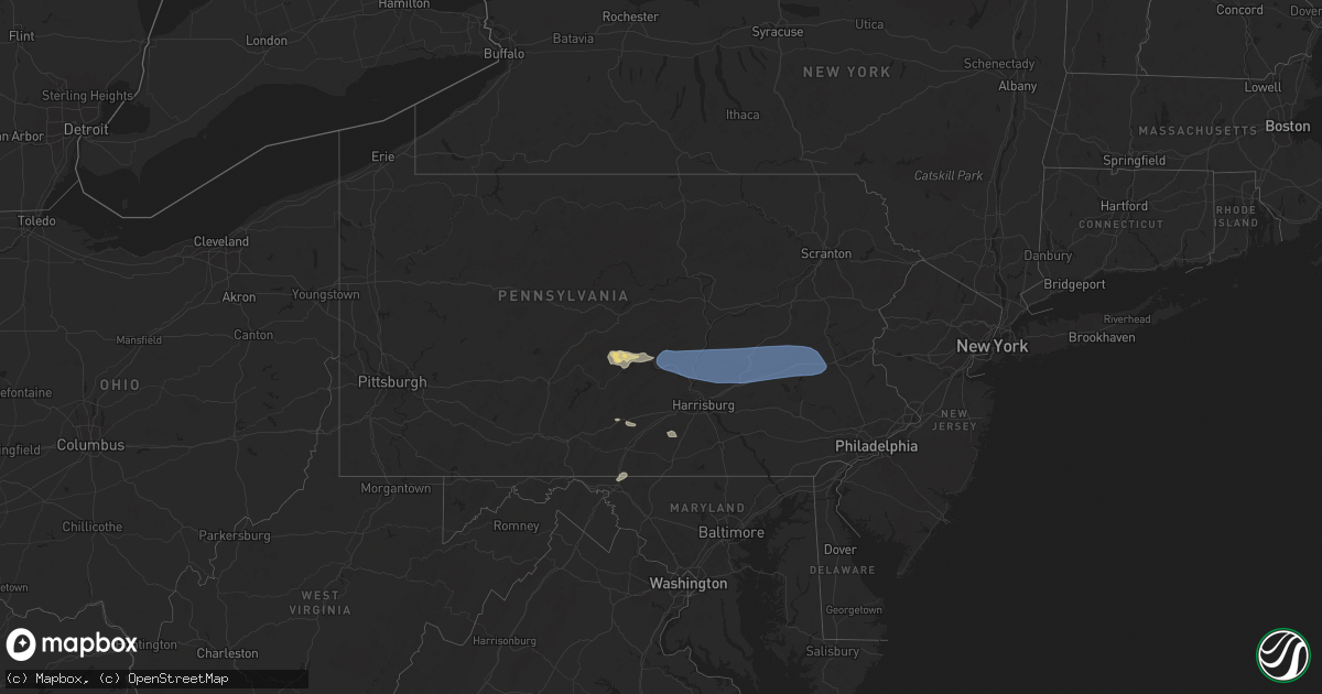 Hail map in Pennsylvania on June 29, 2024
