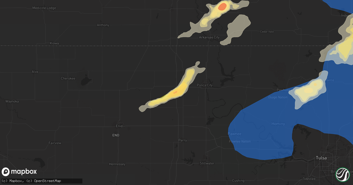 Hail map in Tonkawa, OK on June 29, 2024