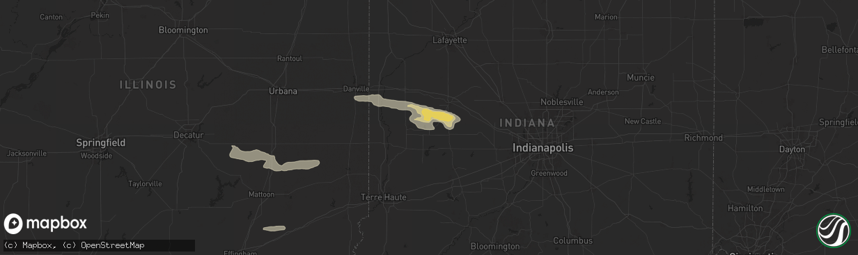 Hail map in Waveland, IN on June 29, 2024
