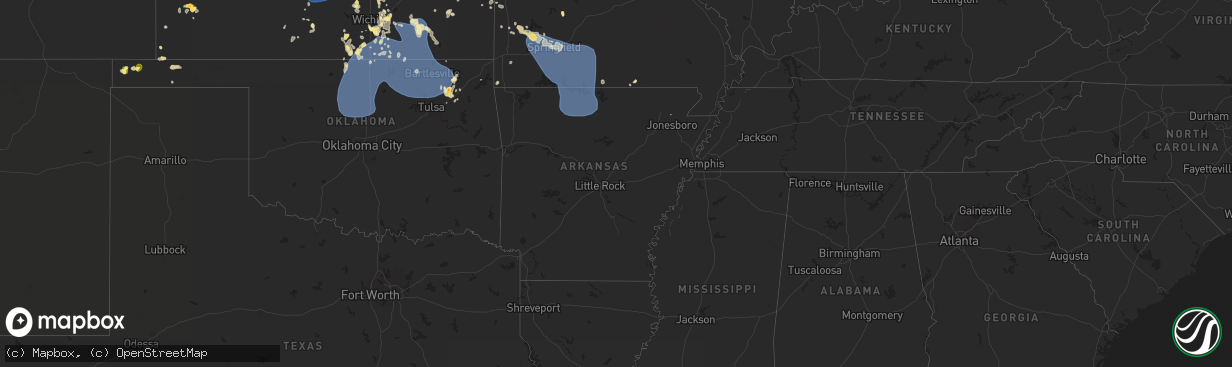 Hail map in Arkansas on June 29, 2025
