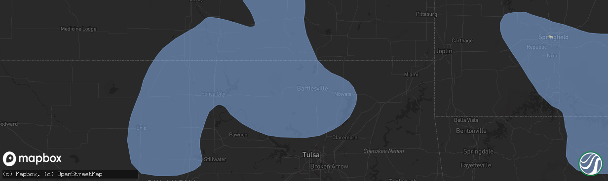 Hail map in Bartlesville, OK on June 29, 2025