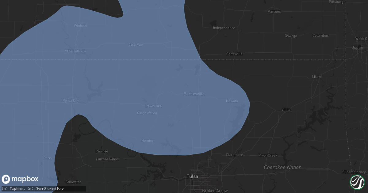 Hail map in Bartlesville, OK on June 29, 2025