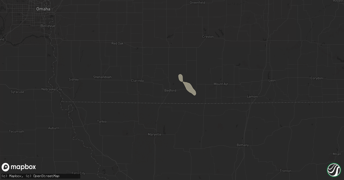 Hail map in Bedford, IA on June 29, 2025