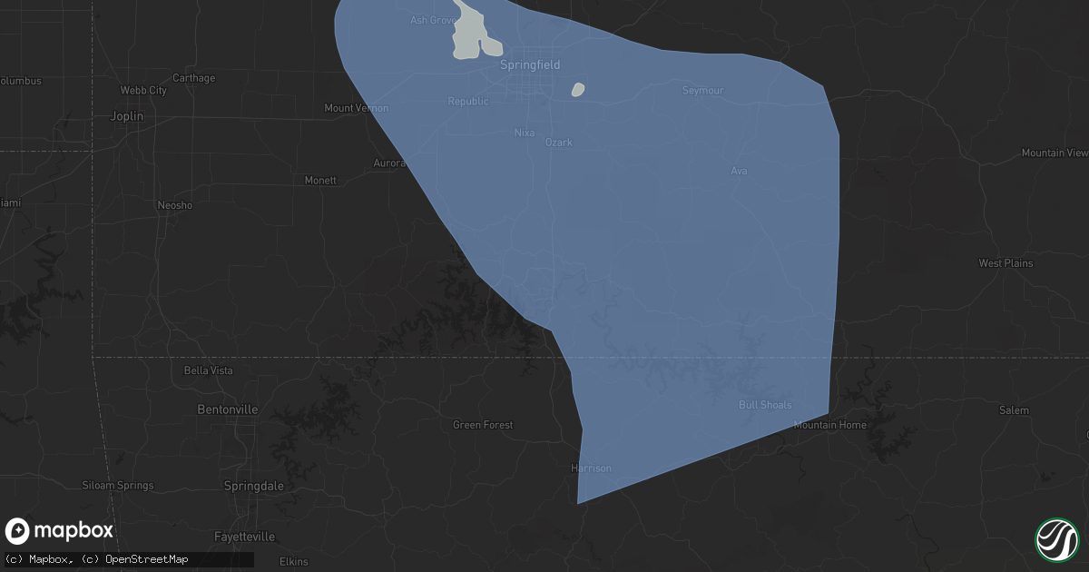 Hail map in Branson, MO on June 29, 2025