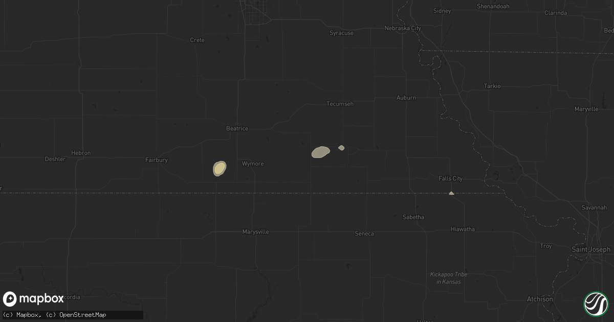 Hail map in Burchard, NE on June 29, 2025