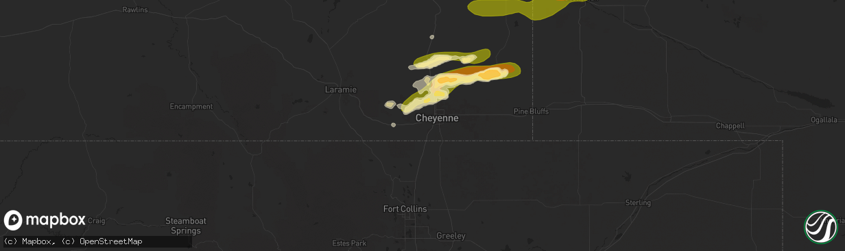 Hail map in Cheyenne, WY on June 29, 2025