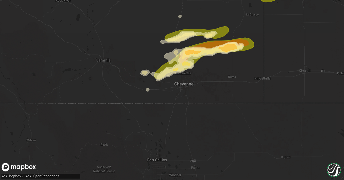 Hail map in Cheyenne, WY on June 29, 2025