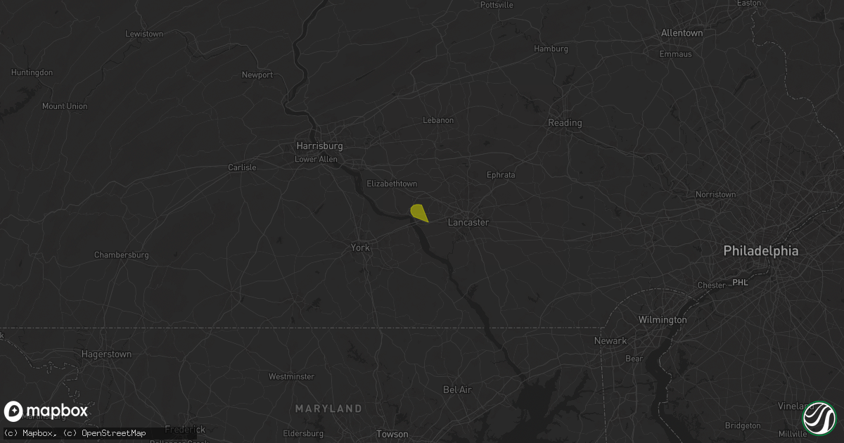 Hail map in Columbia, PA on June 29, 2025
