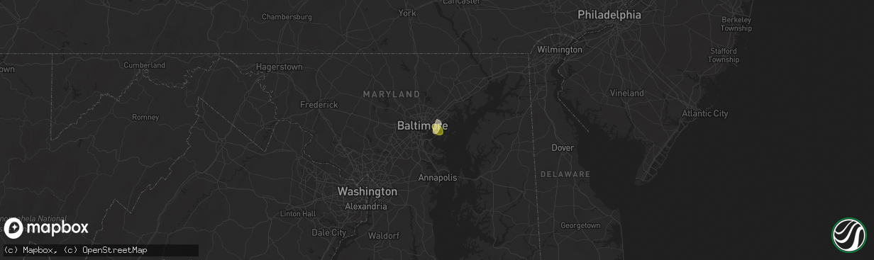 Hail map in Dundalk, MD on June 29, 2025