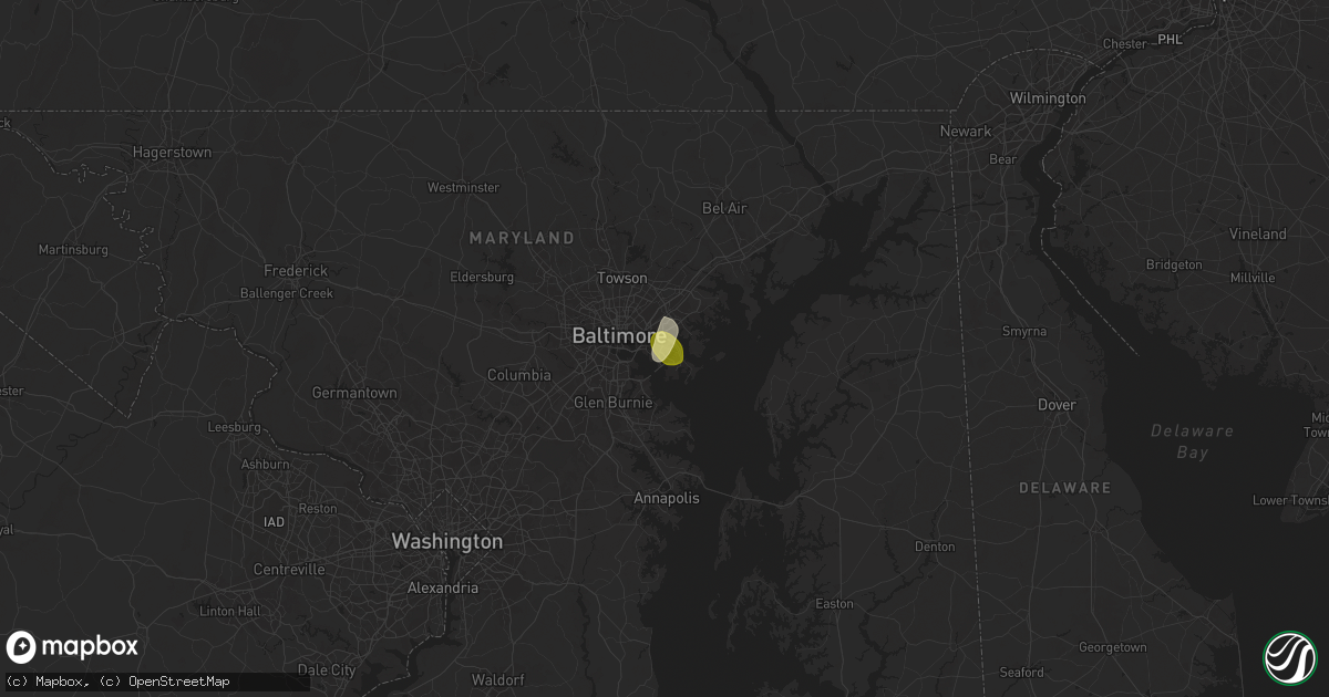Hail map in Dundalk, MD on June 29, 2025