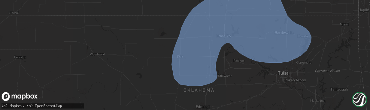 Hail map in Enid, OK on June 29, 2025
