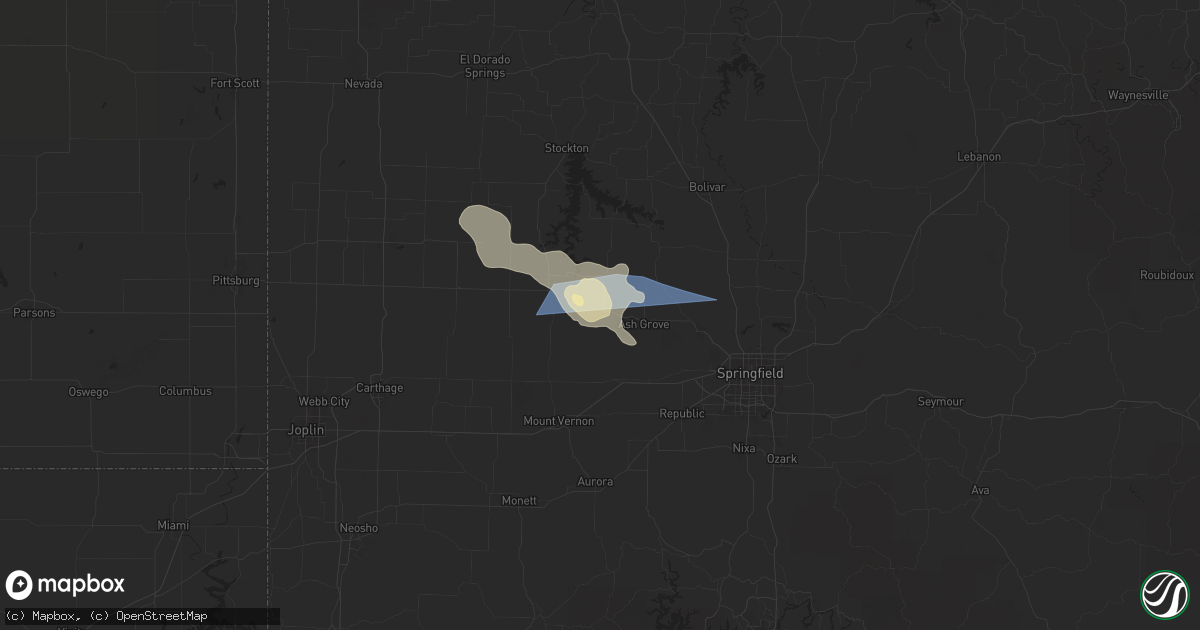 Hail map in Everton, MO on June 29, 2025