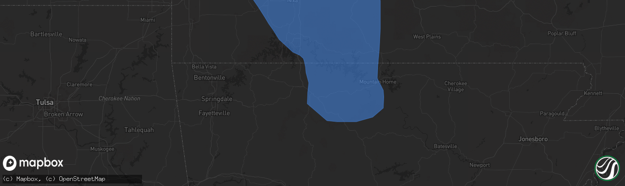 Hail map in Harrison, AR on June 29, 2025