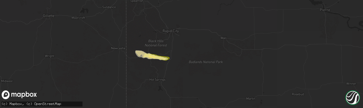 Hail map in Hermosa, SD on June 29, 2025