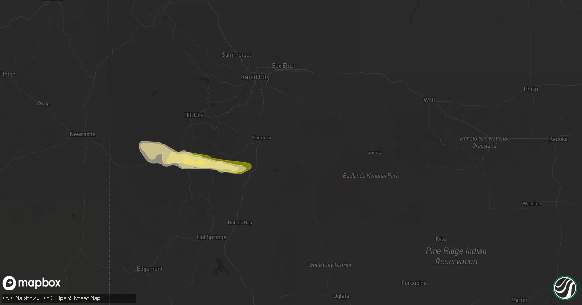 Hail map in Hermosa, SD on June 29, 2025