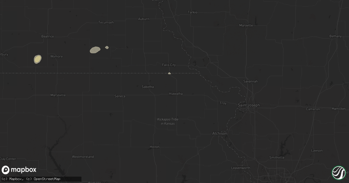 Hail map in Hiawatha, KS on June 29, 2025