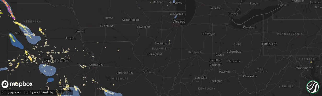 Hail map in Illinois on June 29, 2025