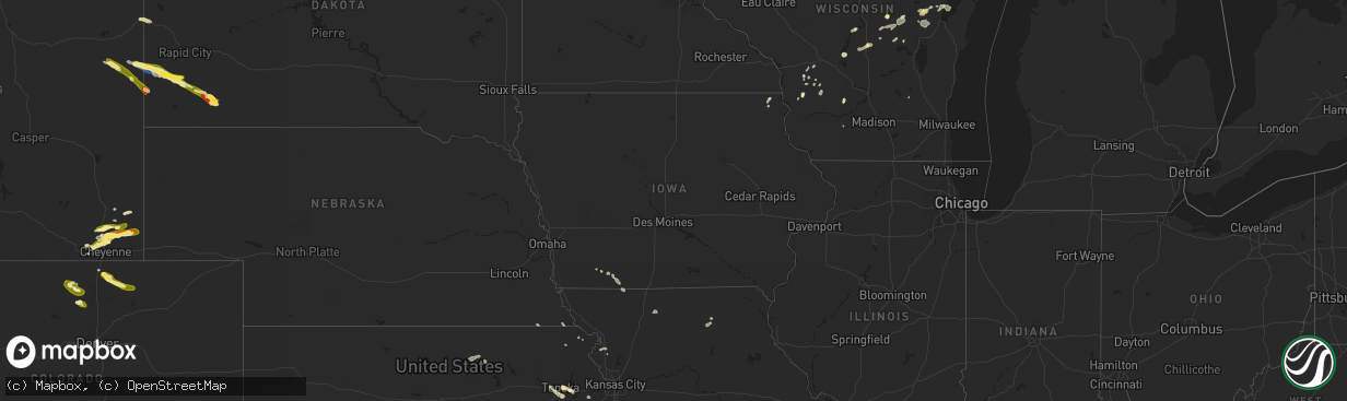 Hail map in Iowa on June 29, 2025