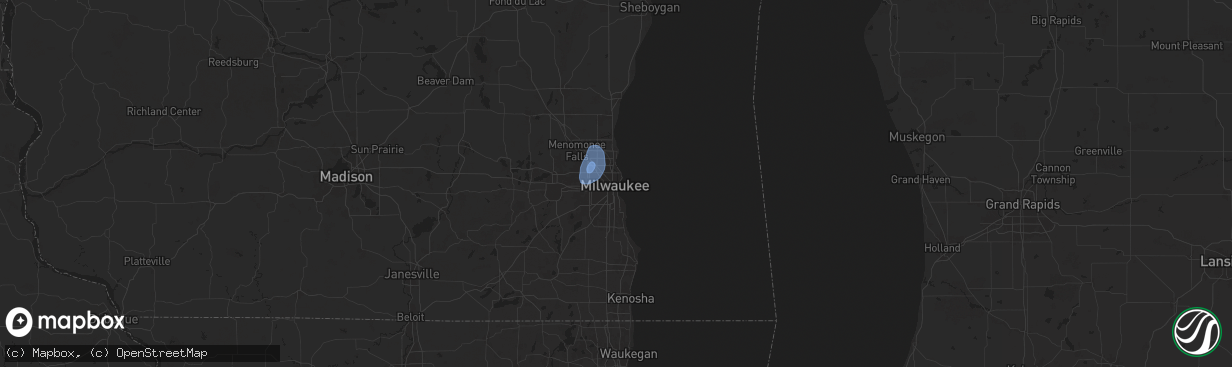 Hail map in Milwaukee, WI on June 29, 2025