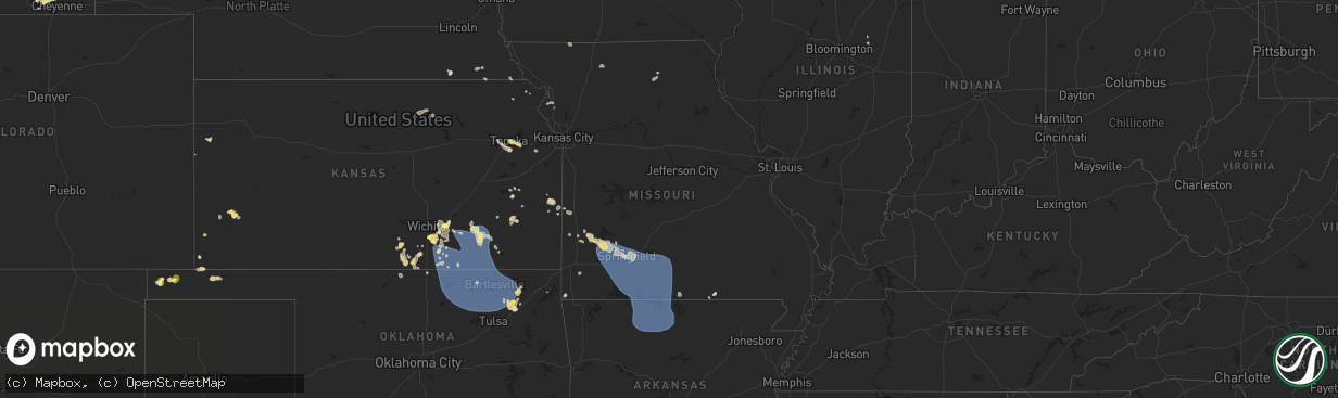 Hail map in Missouri on June 29, 2025