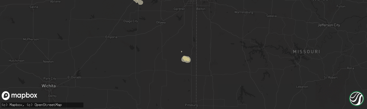 Hail map in Mound City, KS on June 29, 2025
