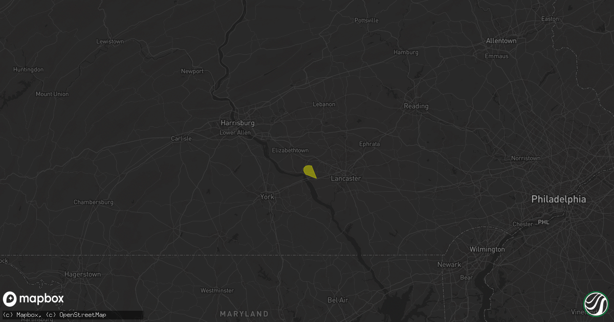 Hail map in Mount Joy, PA on June 29, 2025