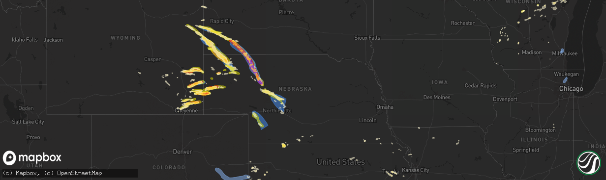 Hail map in Nebraska on June 29, 2025
