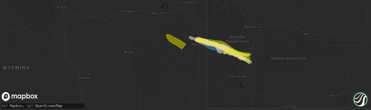 Hail map in Newcastle, WY on June 29, 2025