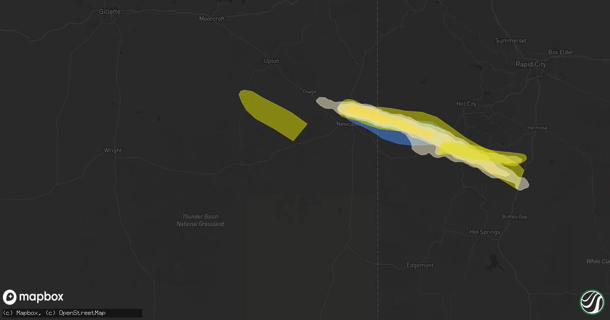 Hail map in Newcastle, WY on June 29, 2025