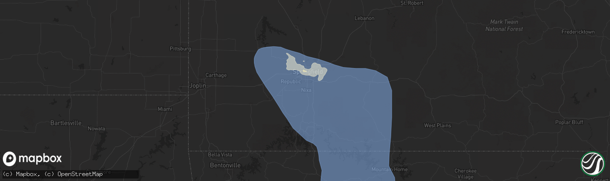Hail map in Nixa, MO on June 29, 2025