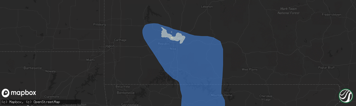 Hail map in Ozark, MO on June 29, 2025