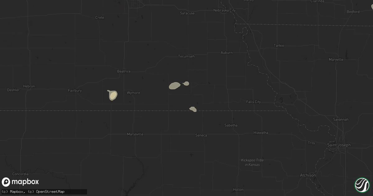 Hail map in Pawnee City, NE on June 29, 2025