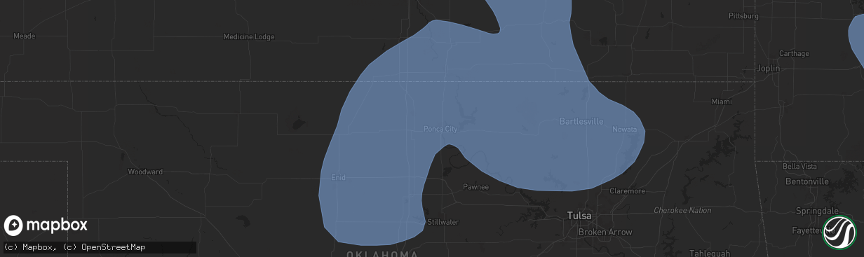 Hail map in Ponca City, OK on June 29, 2025