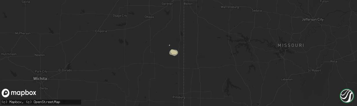 Hail map in Prescott, KS on June 29, 2025